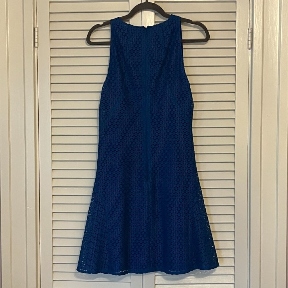Akris Punto blue dress 6 sleeveless lace EUC - Picture 4 of 12